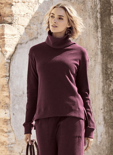 Rollkragenpullover mit Waffelmuster