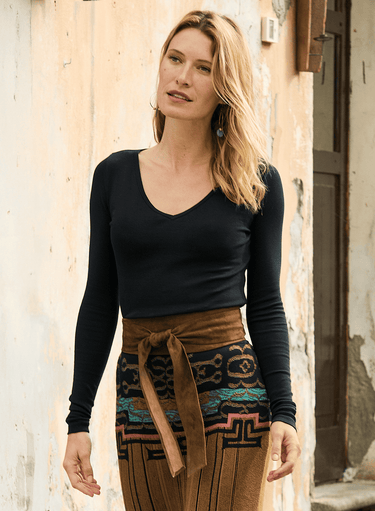 Pima Rib Knit V-Neck