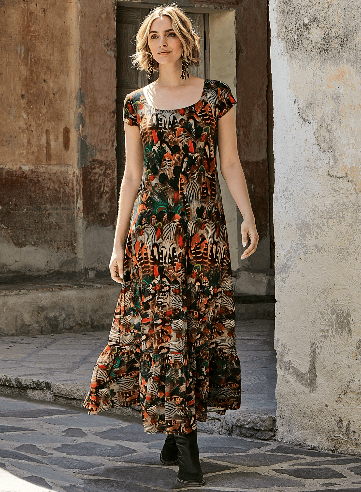 peruvian connection dresses Plumage Dress Old Bronze / M