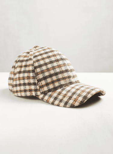 Hellkarierte Schirmmütze