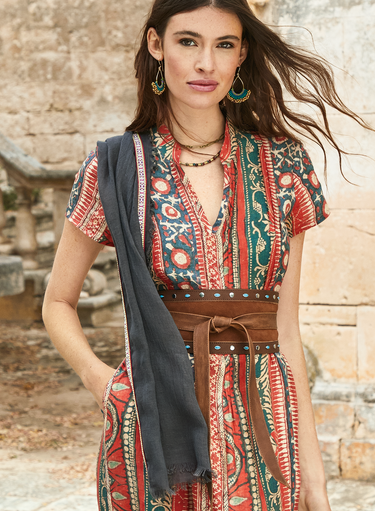 Studded Suede Obi Belt