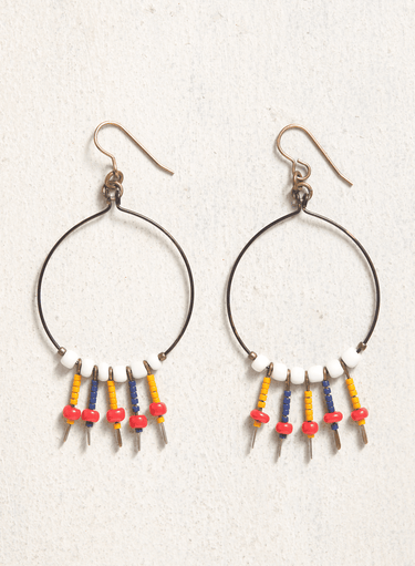 Trade Bead Hoop Earrings