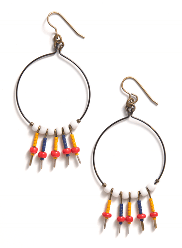 Trade Bead Hoop Earrings