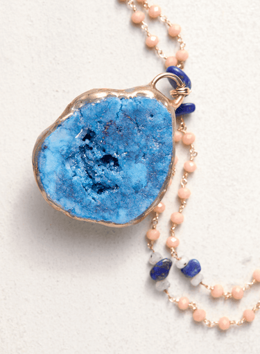 Azure Skies Geode Necklace