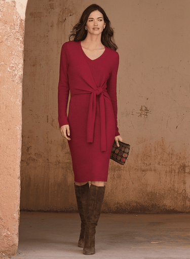 Royal Alpaca Faux-Wrap Dress