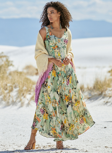 Tahitian Flowers Maxi-Dress