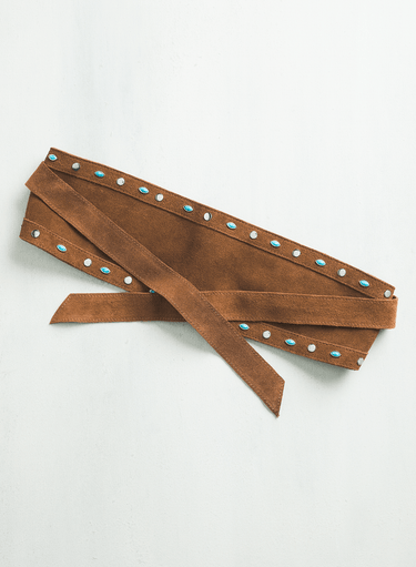 Studded Suede Obi Belt