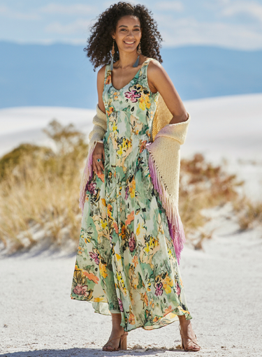 Tahitian Flowers Maxi-Dress