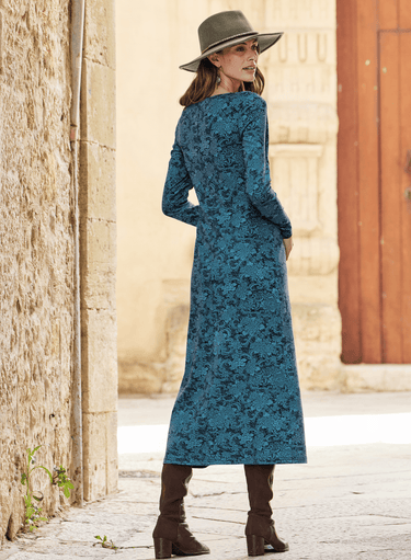 Indigo Lace Print Dress
