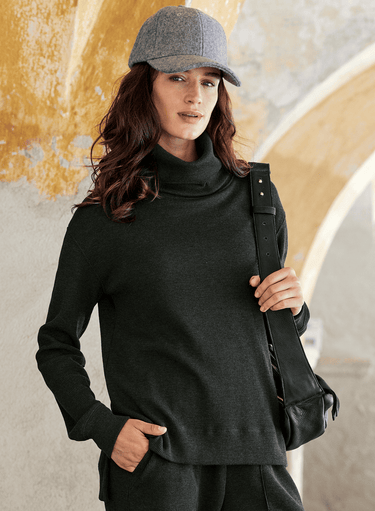 Waffle Cowl Neck Top