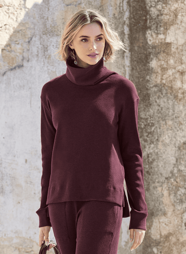 Waffle Cowl Neck Top