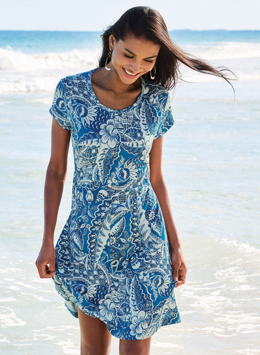fit and flare beach dress Beach Resort Lace Fit & Flare Mini Dress In Embroidery