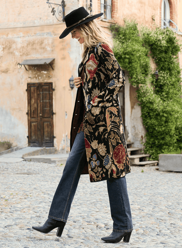 Cloisonné Knit Coat — black baby alpaca by Peruvian Connection