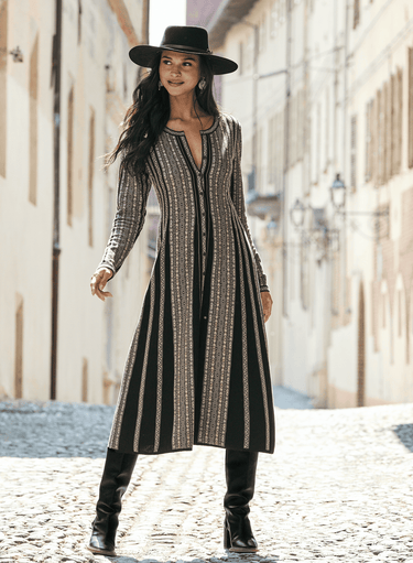 Engineered Knit Coat-Dress