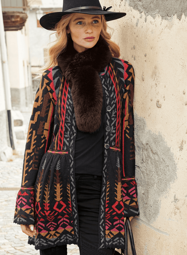 Brynhild Coat — black baby alpaca by Peruvian Connection