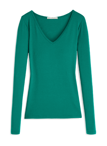 Pima Rib Knit V-Neck