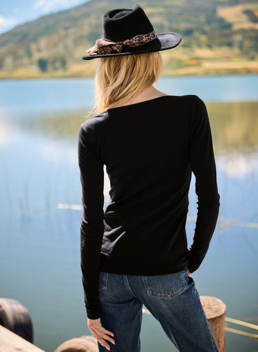 Pima Rib Knit V-Neck