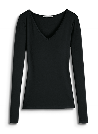 Pima Rib Knit V-Neck