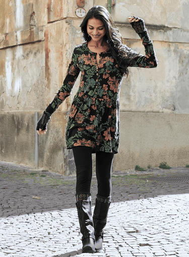 Stencil Flower Thermal Tunic