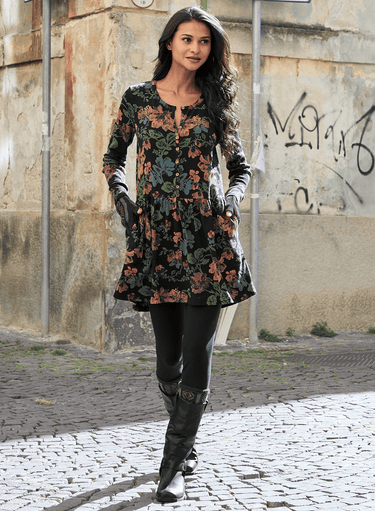 Stencil Flower Thermal Tunic – Peruvian Connection Stencil Flower Thermal Tunic – Peruvian Connection