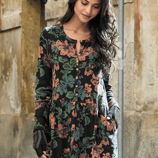 Stencil Flower Thermal Tunic