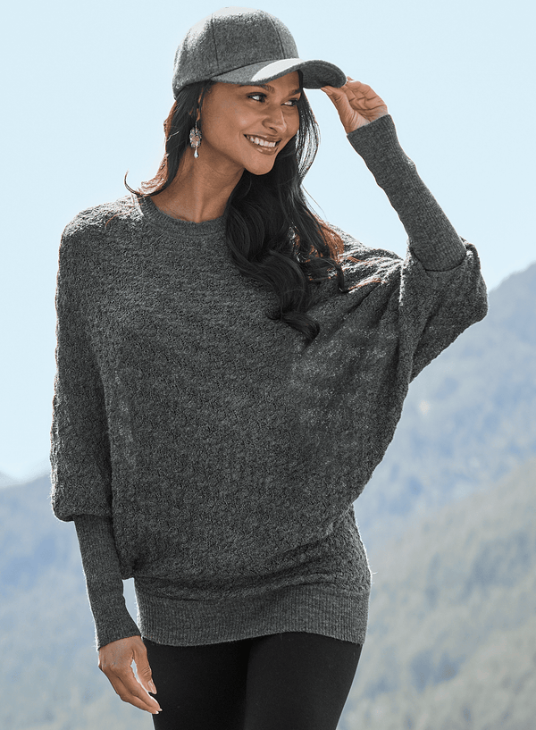 Lace Knit Dolman Tunic — ash baby alpaca by Peruvian Connection