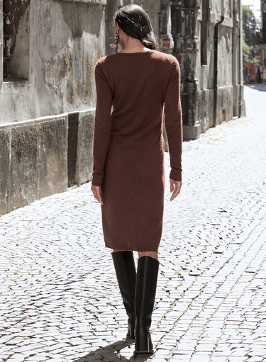 long sleeve faux wrap sweater dress Faux wrap sweater dress