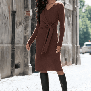 Royal Alpaca Faux-Wrap Dress