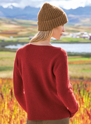 Edler Krausstrickpullover mit V-Ausschnitt
