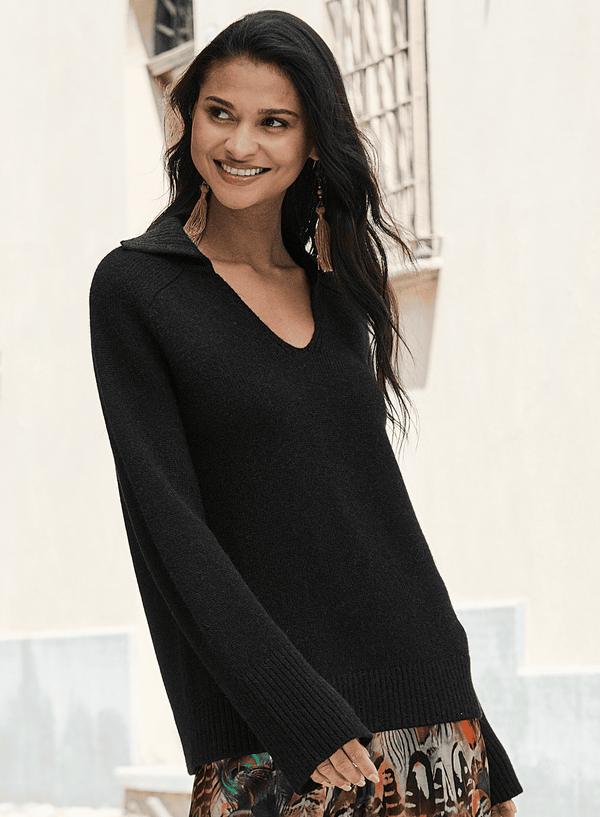 Luxe Alpaca Polo — Black — black royal alpaca by Peruvian Connection