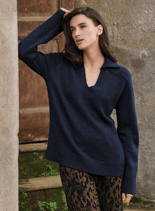 Luxe Alpaca Polo — Ink — ink royal alpaca by Peruvian Connection