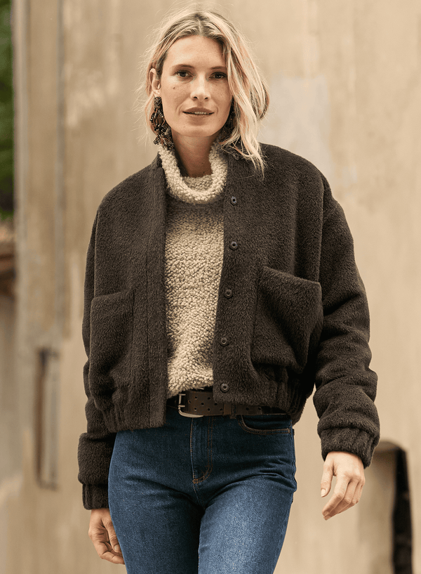 Aereo Bomber Jacket — espresso alpaca by Peruvian Connection