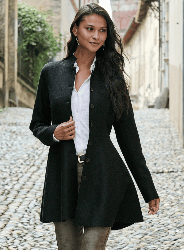 Lausanne Boiled Knit Coat — black alpaca by Peruvian Connection