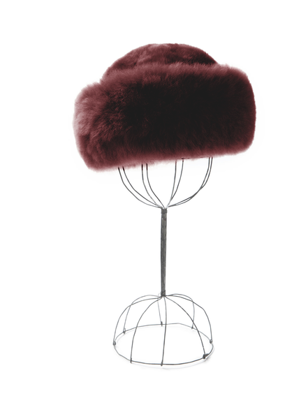 Peruvian Connection Women\'s Vallnord Fur Hat in Burgundy Luxurious Baby Alpaca Fur Hat Burgundy, Ladies Premium  main image 3