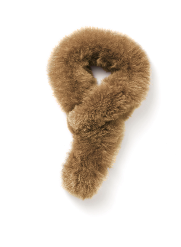 Alpaca Fur Pull-Through Scarf — Camel — camel alpaca by Peruvian Connection