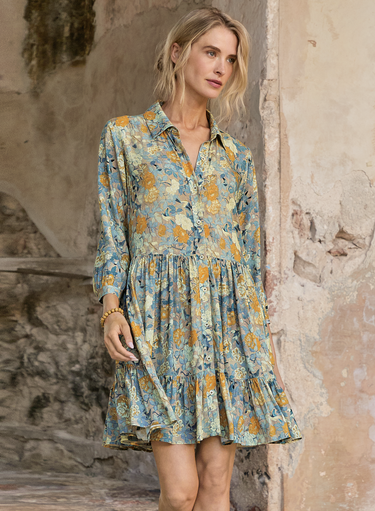 peruvian connection dresses Peruvian Connection Sophie Women's Viscose Printed Shirt Dress Denim L