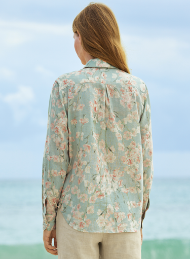 Leinenbluse mit Kirschblütenmuster
