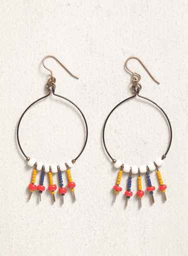 Trade Bead Hoop Earrings