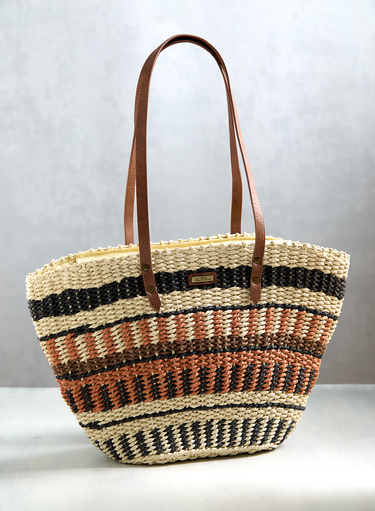 Striped Straw Tote