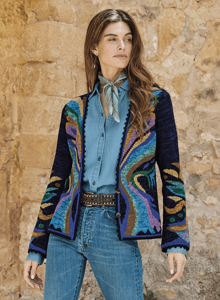 YOU WORLD ARTS オマージュキャンバス ブルーコロンポピー Metamorphosis Cardigan – Peruvian Connection