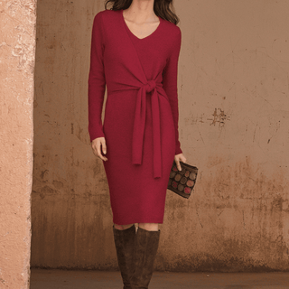 Royal Alpaca Faux-Wrap Dress
