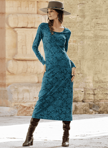 Indigo Lace Print Dress